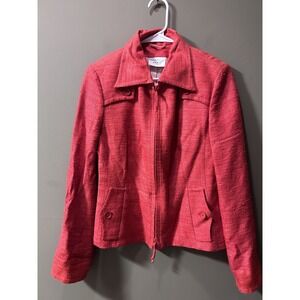Akris Punto 100% silk Jacket Womens sz 6 orange Lightweight Crop Blazer office
